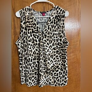 Vince Camuto Animal Print V-Neck Blouse